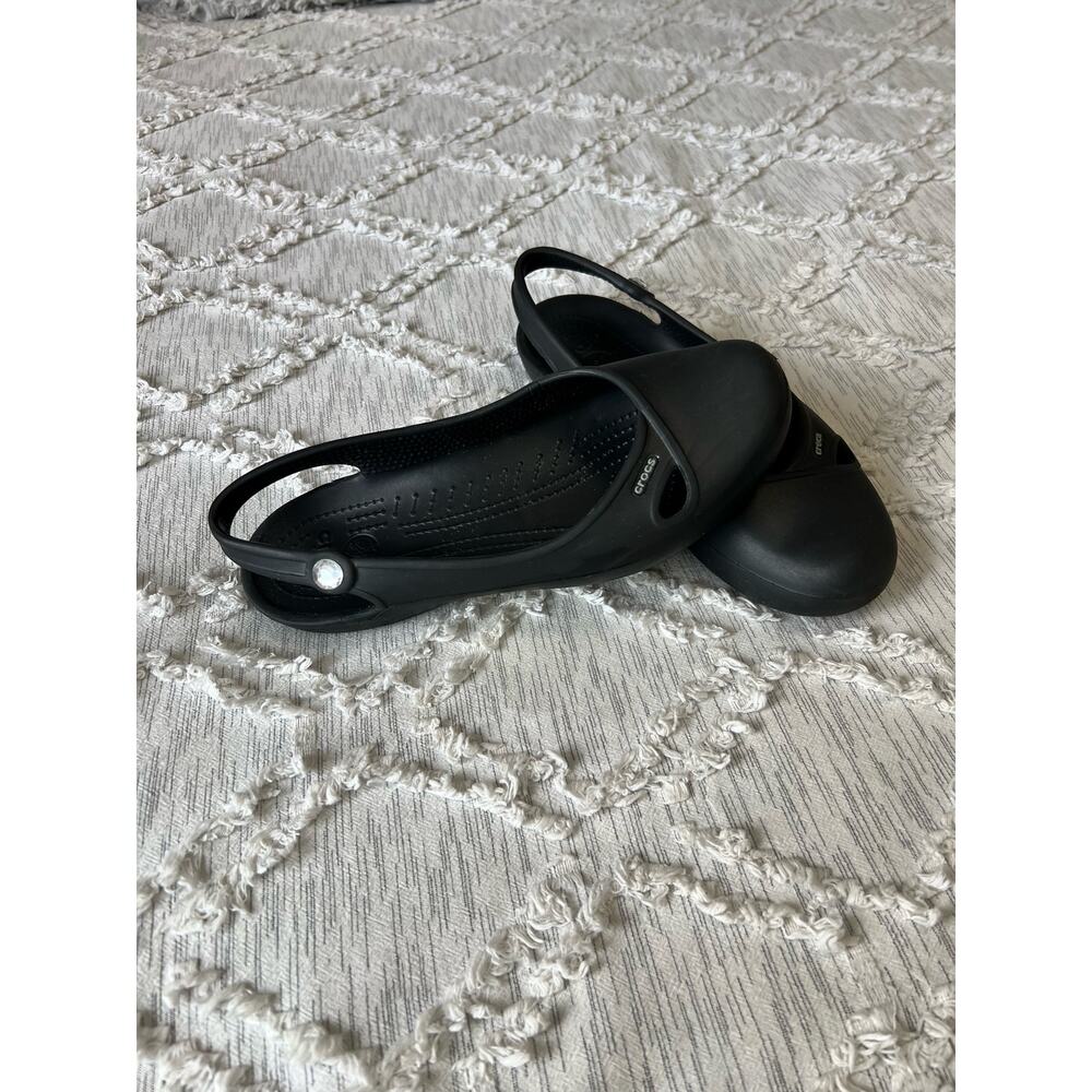 Crocs Olivia Black Gem Slingback Slip-On Comfort Round Toe Flats Sz 10 - Picture 1 of 9